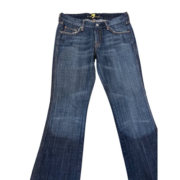 7 for All Mankind Women's "A" Pocket Low Rise Flared Jeans Size 29 Two Toned - Picture 6 of 12